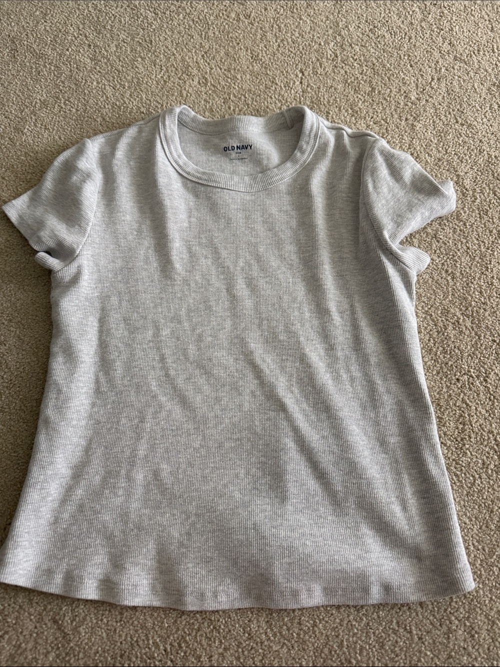 Old Navy Short Sleeve Ribbed Crewneck Tee - Light Gray